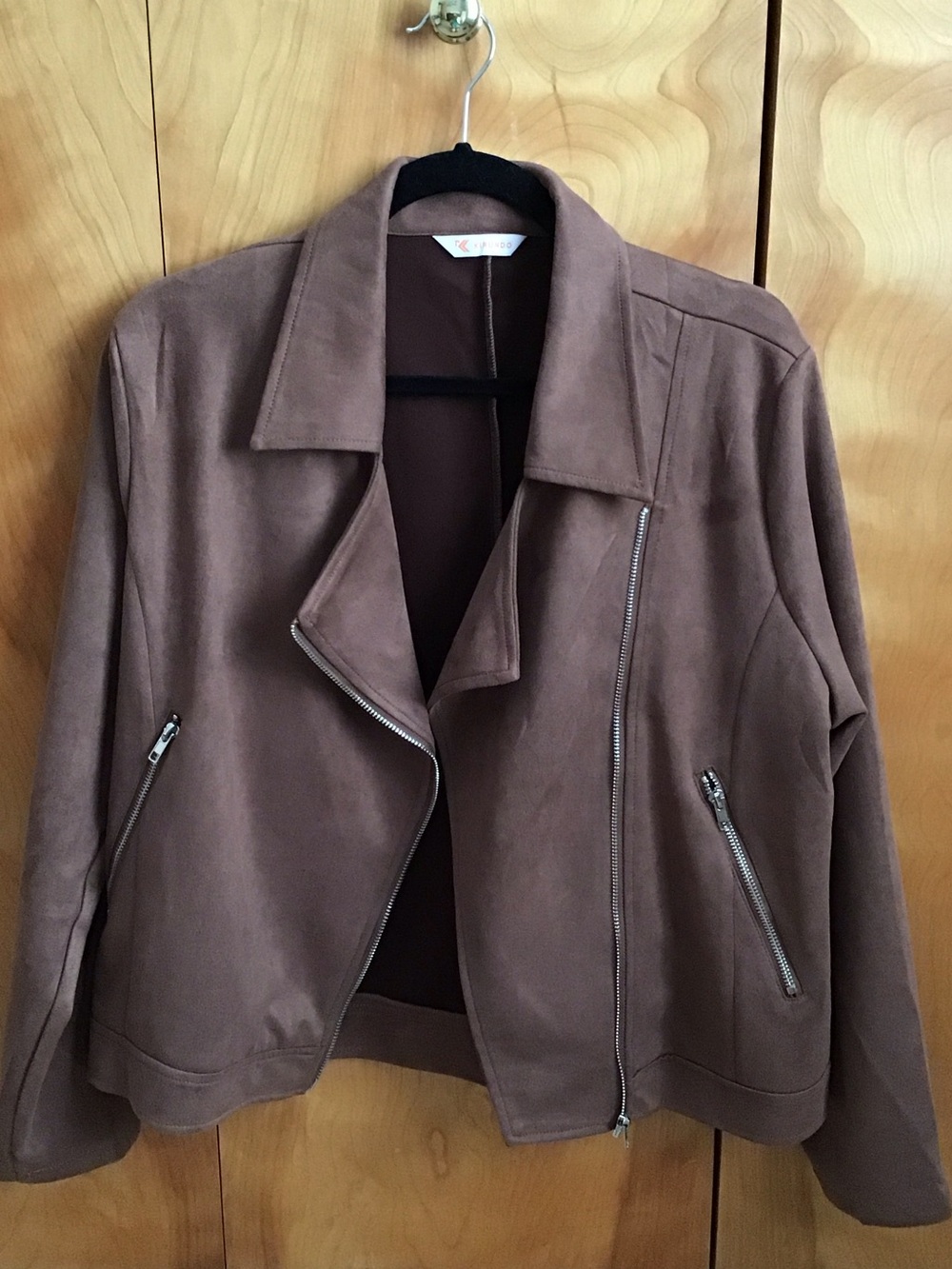 Classic Brown Suede-Effect Moto Jacket
